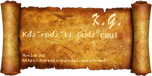 Kárpáti Györgyi névjegykártya